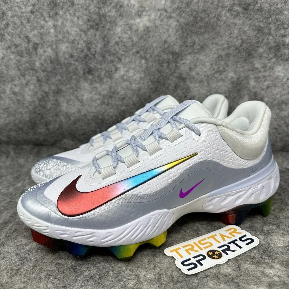 Nike Alpha Huarache Elite 4 Low MCS Baseball Cleats Mens 13 Rainbow FQ7724-106